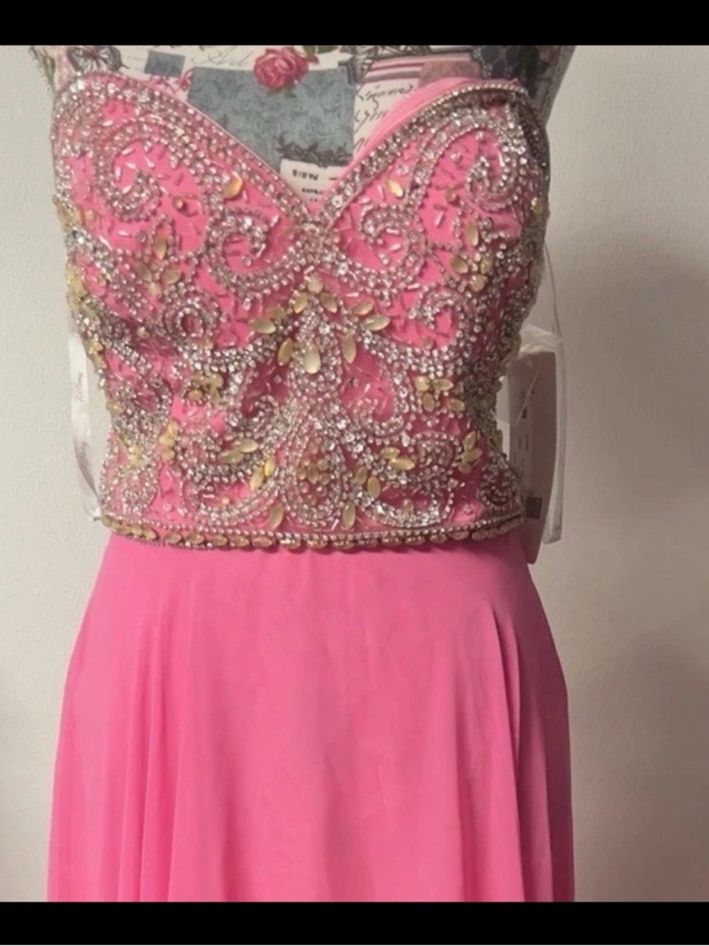 Tiffany Designs Pink Beaded Embellished Maxi Dress